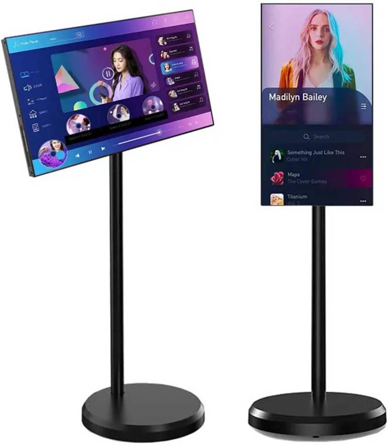 21.5 Inch Portable Smart Monitor, 128GB/8GB , 1080 x 1920p Swivel Screen, Portable Touch Screen, Wireless on Wheels, Built-in 7800mAh Battery, for Watching TV, Video Streaming, Live Streaming (Black)