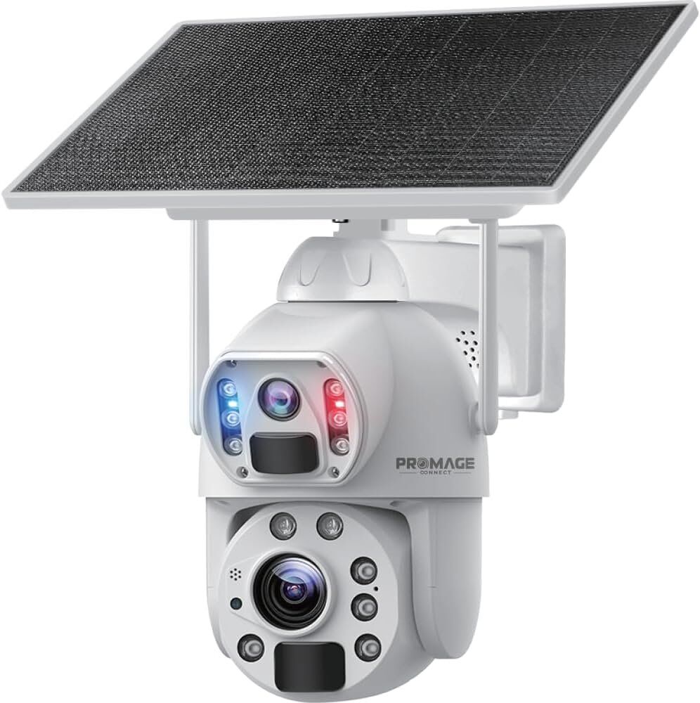 Promage Connect PC-S566 6MP 3K PTZ Camera | 10X Zoom | 4G Connectivity | Color Night Vision 50FT | IP65 Outdoor | 12000mAh Battery | TF Card & Cloud Storage
